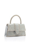 Zen Collection Diamante Encrusted Mini Grab Clutch Bag, Silver