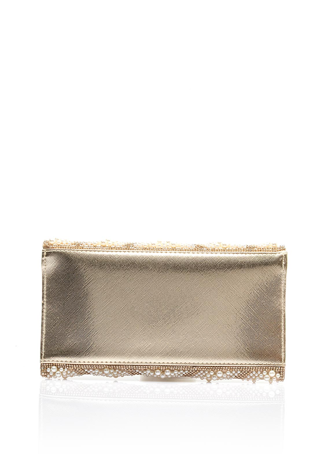 Zen Collection Diamante Pearl Envelope Clutch Bag, Gold