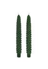 Set of 2 Christmas Tree Dinner Candles, Emerald Green