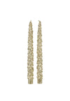 Set of 2 Christmas Tree Dinner Candles, Gold