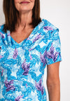 Coco Doll Perry Feather Print Midi Pencil Dress, Blue