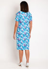 Coco Doll Perry Feather Print Midi Pencil Dress, Blue