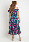 Coco Doll Floral Print Pleated Midi Dress, Green Multi