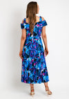 Coco Doll Floral Print Pleated Midi Dress, Royal Blue Multi