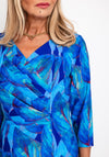 Coco Doll Pleated Chest Detail Print Midi Dress, Blue