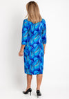 Coco Doll Pleated Chest Detail Print Midi Dress, Blue