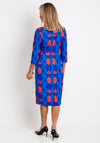 Coco Doll Pleated Chest Detail Print Midi Dress, Royal Blue