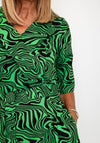 Coco Doll Erin Abstract Print Midi Dress, Green & Black