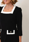 Coco Doll Faye Square Neck Pencil Midi Dress, Black