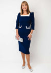 Coco Doll Faye Square Neck Pencil Midi Dress, Navy