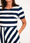 Coco Doll Hara Geometric Stripe Maxi Dress, Navy & White