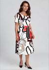 Coco Doll Hasta Multi Pattern Midi Dress, Orange Print