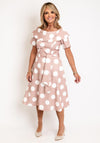 Coco Doll Hasta Polka Dot Midi Dress, Taupe