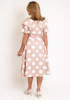 Coco Doll Hasta Polka Dot Midi Dress, Taupe