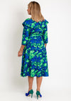 Coco Doll Hasta Soft Floral Print Midi Dress, Blue & Lime