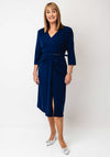 Coco Doll Jazz Belted V Neck Midi Dress, Navy