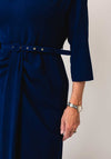Coco Doll Jazz Belted V Neck Midi Dress, Navy