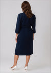 Coco Doll Jazz Belted V Neck Midi Dress, Navy