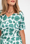 Coco Doll Judy Satin Feel Spot Print Midi Dress, Green Spot