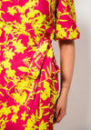Coco Doll Laney Floral Print Wrap Dress, Pink and Yellow