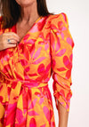Coco Doll Ruched Sleeve Maxi Wrap Print Dress, Orange