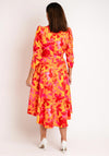 Coco Doll Ruched Sleeve Maxi Wrap Print Dress, Orange