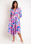 Coco Doll Ruched Sleeve Maxi Wrap Print Dress, Multi