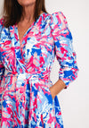 Coco Doll Ruched Sleeve Maxi Wrap Print Dress, Multi