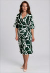 Coco Doll Robi Print Draped Bodice Midi Dress, Green