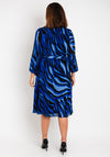 Coco Doll Tiger Pattern A-line Midi Dress, Royal Blue