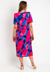 Coco Doll Toya Geometric Print Midi Dress, Pink & Blue