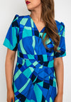 Coco Doll Toya Geometric Print Midi Dress, Royal Blue