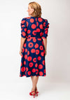 Coco Doll Veder Dot Print Belted Aline Dress, Navy and Red