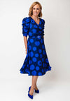 Coco Doll Veder Dot Print Belted Aline Dress, Navy and Blue