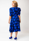 Coco Doll Veder Dot Print Belted Aline Dress, Navy and Blue