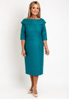 Coco Doll Venus Embossed Pencil Midi Length Dress, Teal