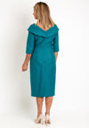 Coco Doll Venus Embossed Pencil Midi Length Dress, Teal