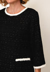 Coco Doll Trim Detail Midi Dress, Black and White