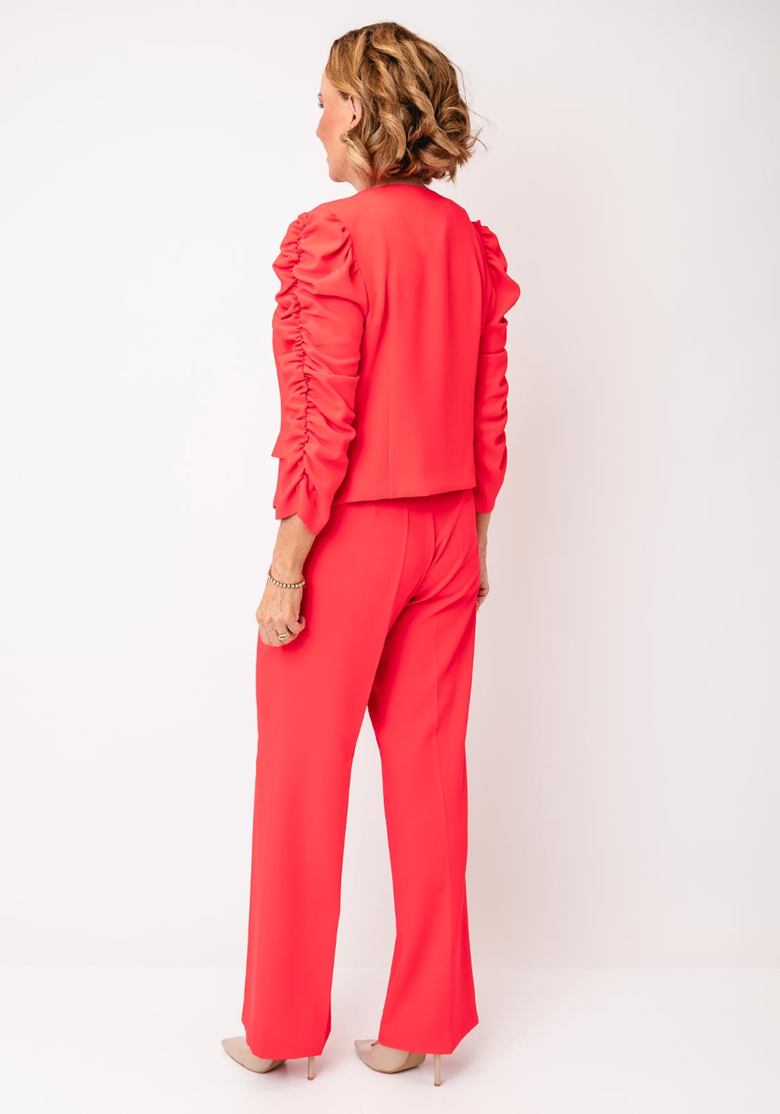 Coco Doll Dune Steph Top and Trousers Co-Ord, Coral Red