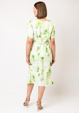 Coco Doll Sydney Floral V Neck Midi Dress, Lime Green