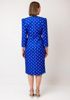 Coco Doll Terri Bow Detail Polka Dot Pencil Midi Dress, Blue