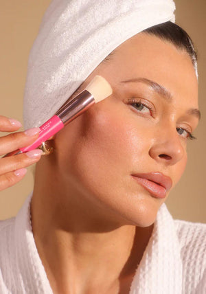 Cocoa Brown Double Ended Makeup Brush, Pink