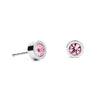 Coeur De Lion Round Stainless-Steel Earrings, Silver and Pink Crystal