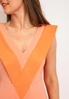 Colour Nude V Neck Aline Midi Dress, Orange