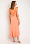 Colour Nude V Neck Aline Midi Dress, Orange