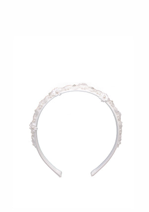 Isabella Girls Communion Floral and Pearl Headband, White