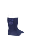 Condor Girls Knee Socks With Side Bow, Navy