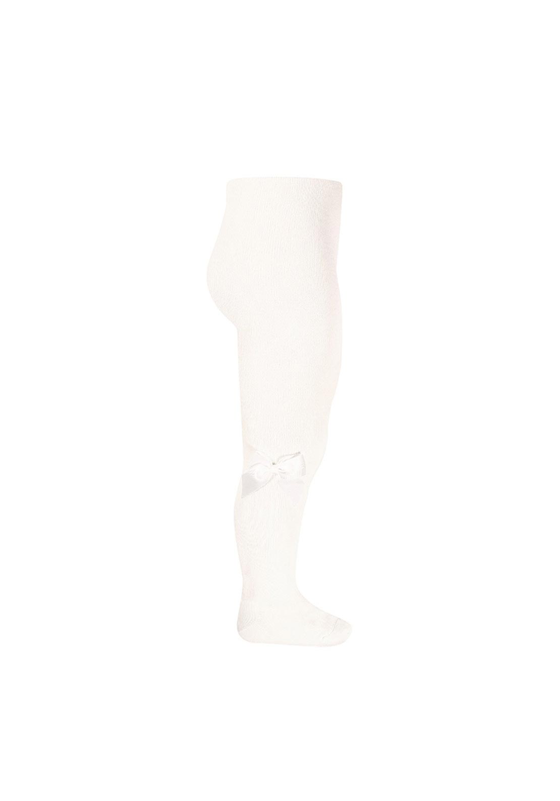 Condor Mini Girl Satin Bow Tights, Cream - McElhinneys