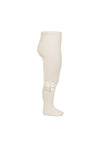 Condor Mini Girl Velvet Bow Tights, Beige