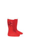 Condor Girls Knee Socks With Side Bow, Red